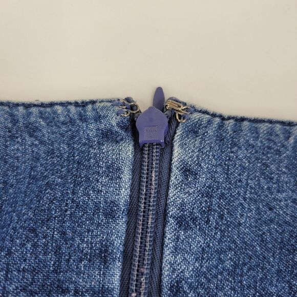 12P VINTAGE Boho CASUAL CORNER FLORAL APPLIQUE FLOWER DENIM JEAN SKIRT 12 PETITE - Picture 7 of 13